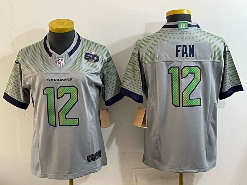 Women Seattle Seahawks #12 Fan Grey 5th generations 2026 Nike Limited NFL Jersey style 02